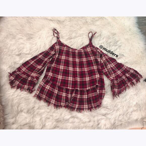 En Creme ASOS Punk Dark Academia Plaid Fringe Crop Top - Picture 2 of 9